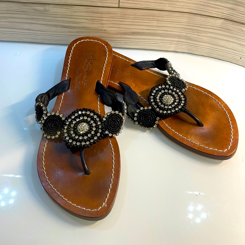 Skémo Collection Women’s Leather Beaded Sandals Size: 8